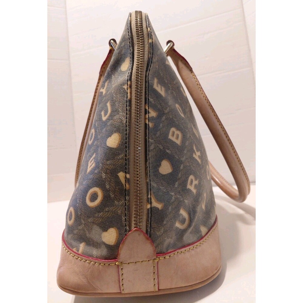Vintage Dooney & Bourke Bag Crossword Vachetta Leather Coated Canvas Satchel - Picture 8 of 11